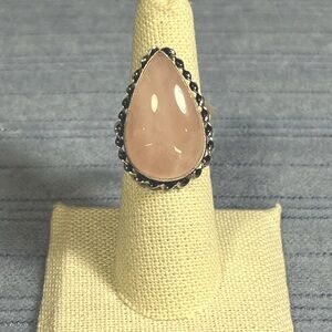Natural Rose Quartz Gemstone Ring - Size 7 1/2
